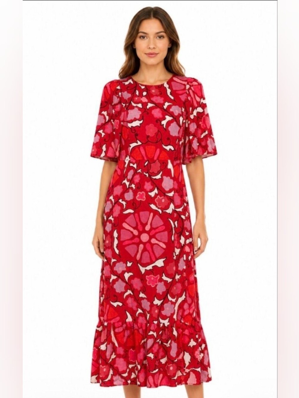Rhode Size 18 PTP 21 To 22 Red Floral Maxi Dress - Elegant Women's Dress - Picture 1 of 4